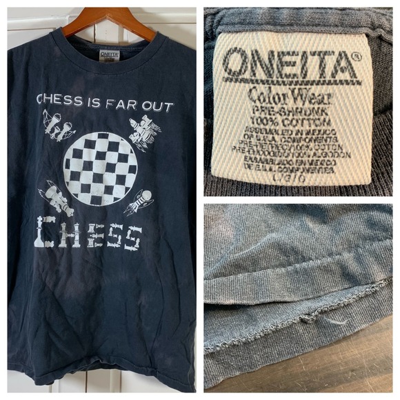 Oneita Other - Vintage Chess is Far Out T Shirt Oneita ColorWear Graphic Tee Large Single Sttch